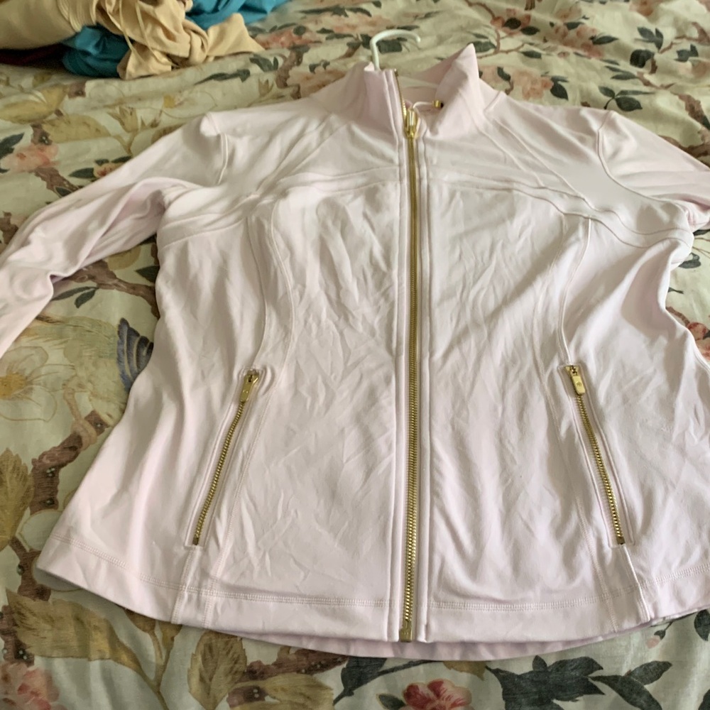 lululemon athletica Pale Pink Zip-Up Bomber with Gold Zippers